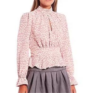 Love & Piece | Long Sleeve High Mock Neck Peasant Floral Printed Top